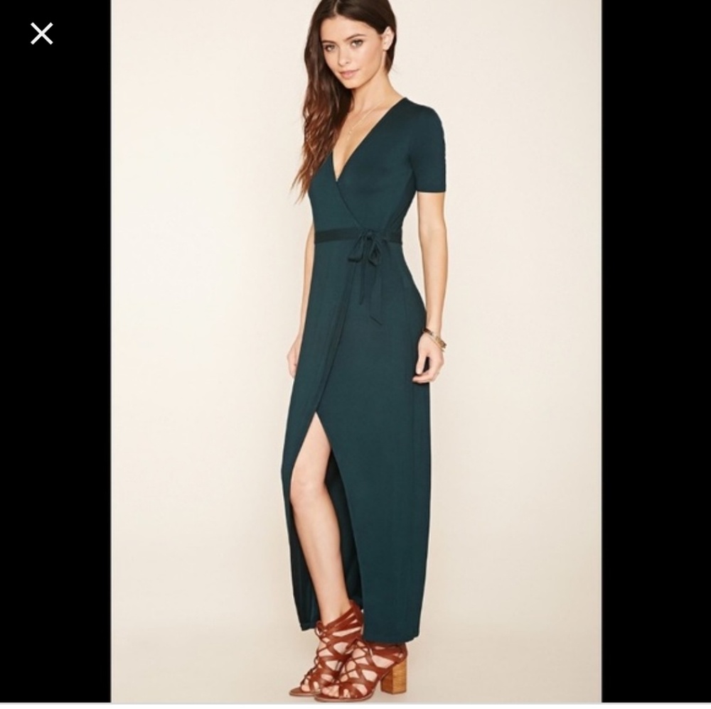 Dark green wrap dress